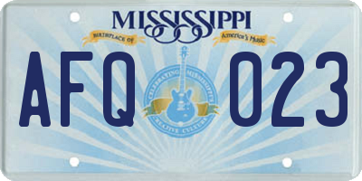 MS license plate AFQ023