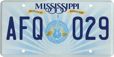 MS license plate AFQ029