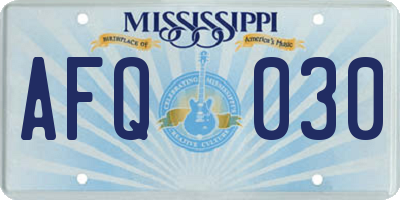 MS license plate AFQ030