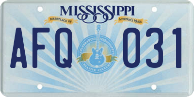 MS license plate AFQ031