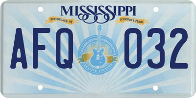 MS license plate AFQ032