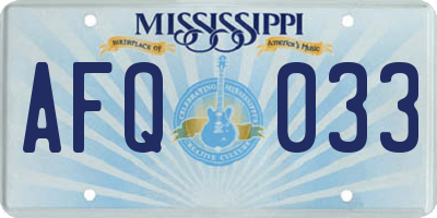 MS license plate AFQ033