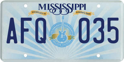 MS license plate AFQ035