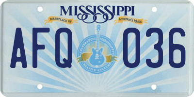 MS license plate AFQ036