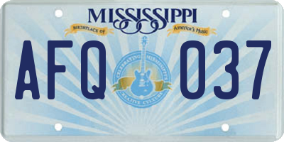 MS license plate AFQ037