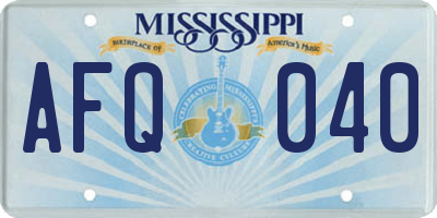 MS license plate AFQ040