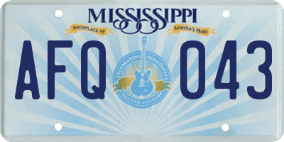 MS license plate AFQ043