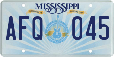 MS license plate AFQ045