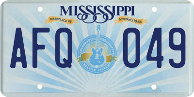 MS license plate AFQ049