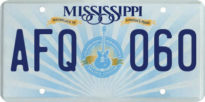 MS license plate AFQ060