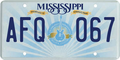 MS license plate AFQ067