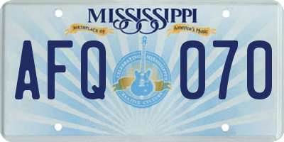 MS license plate AFQ070