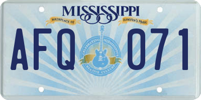 MS license plate AFQ071