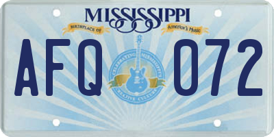 MS license plate AFQ072