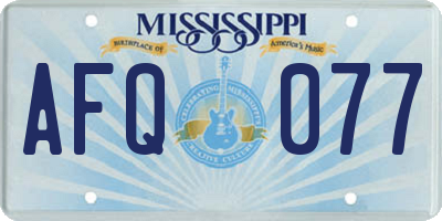 MS license plate AFQ077