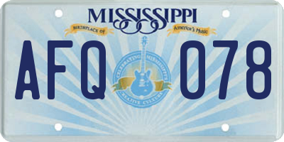 MS license plate AFQ078