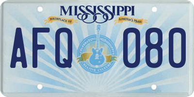 MS license plate AFQ080