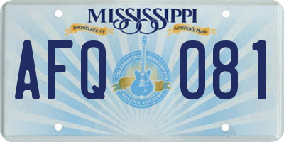 MS license plate AFQ081