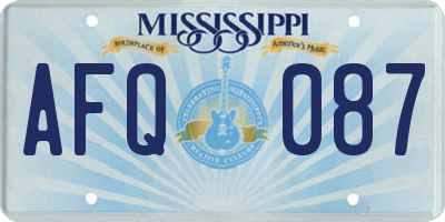 MS license plate AFQ087
