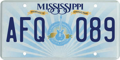 MS license plate AFQ089
