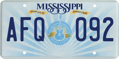 MS license plate AFQ092