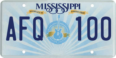 MS license plate AFQ100