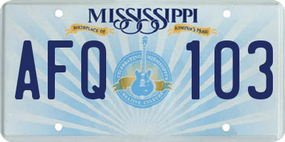 MS license plate AFQ103
