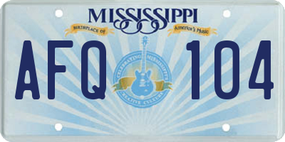 MS license plate AFQ104