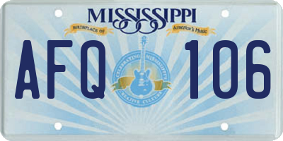 MS license plate AFQ106