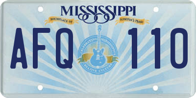 MS license plate AFQ110