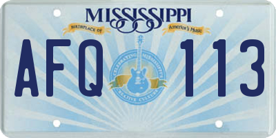 MS license plate AFQ113