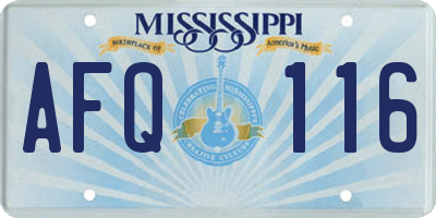 MS license plate AFQ116