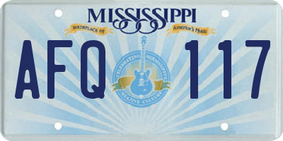 MS license plate AFQ117
