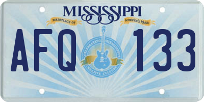 MS license plate AFQ133