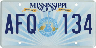 MS license plate AFQ134