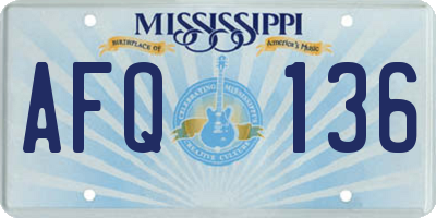 MS license plate AFQ136