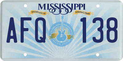 MS license plate AFQ138