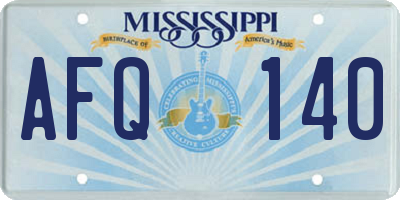 MS license plate AFQ140