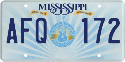 MS license plate AFQ172