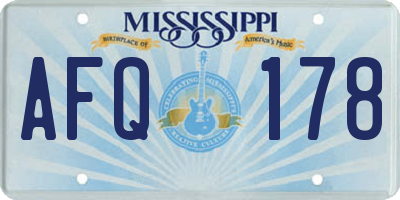 MS license plate AFQ178