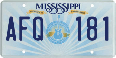 MS license plate AFQ181