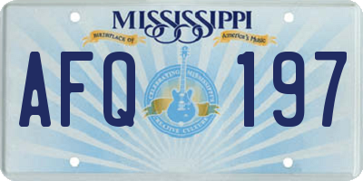 MS license plate AFQ197