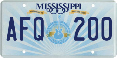 MS license plate AFQ200