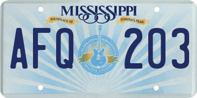 MS license plate AFQ203