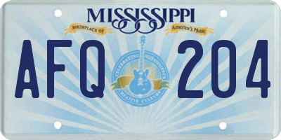 MS license plate AFQ204