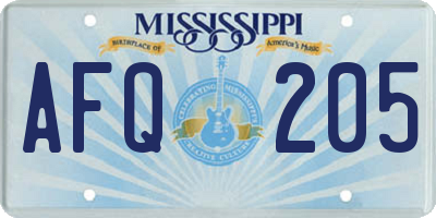 MS license plate AFQ205