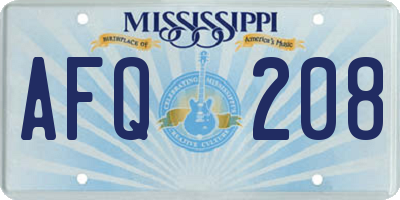 MS license plate AFQ208