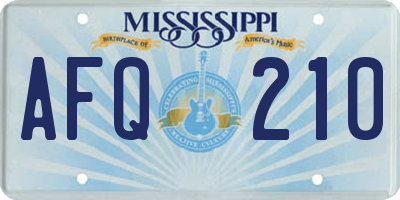MS license plate AFQ210