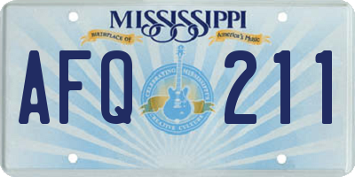 MS license plate AFQ211