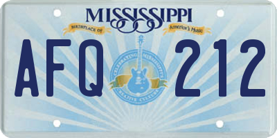MS license plate AFQ212